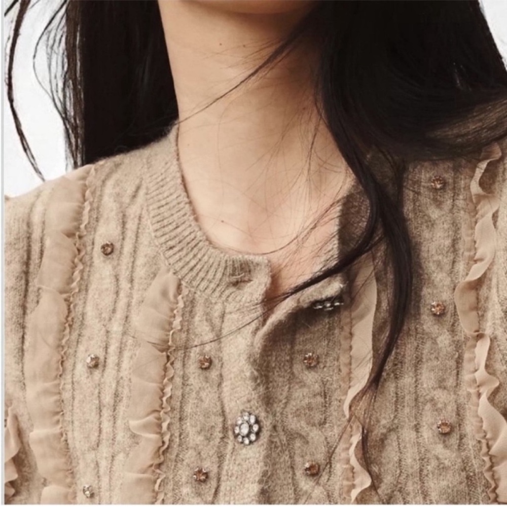 Maeve Nwt Embellished Ruffled Cardigan Sweater - Picture 6 of 7